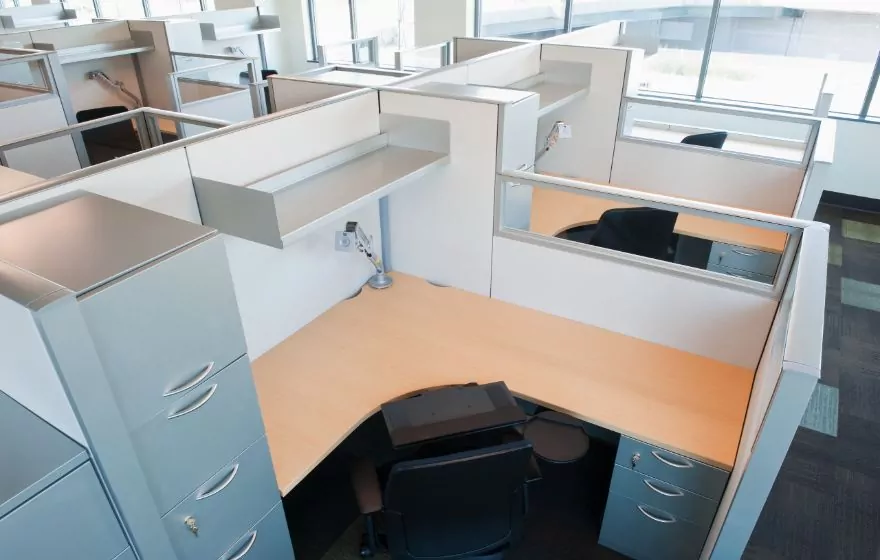 empty cubicles in office