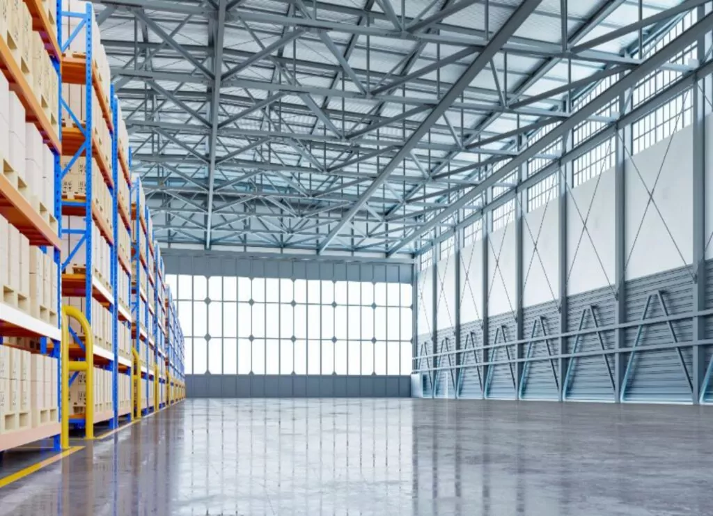 interior of warehouse in logistic center