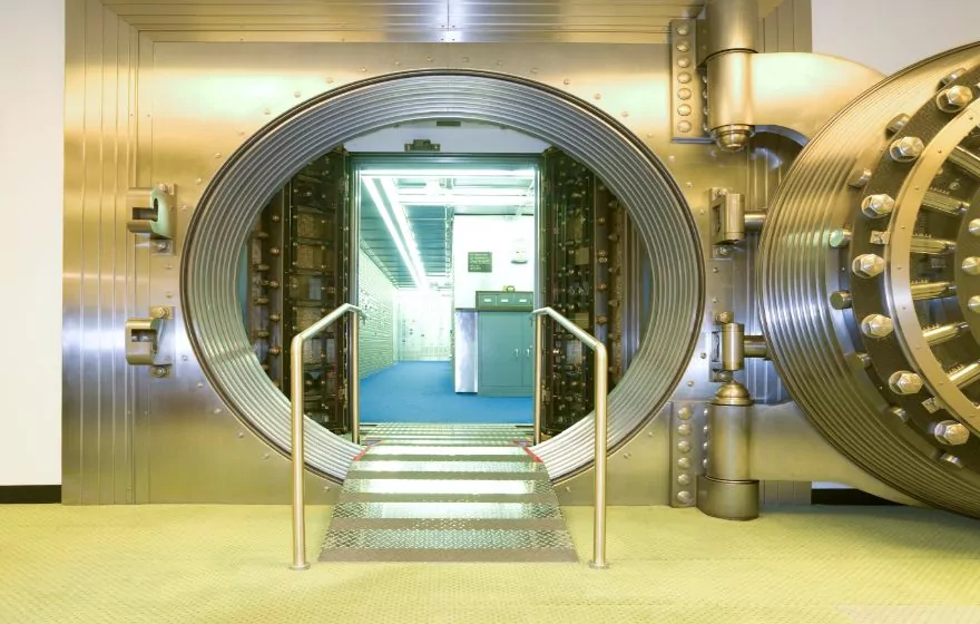 open vault at a bank