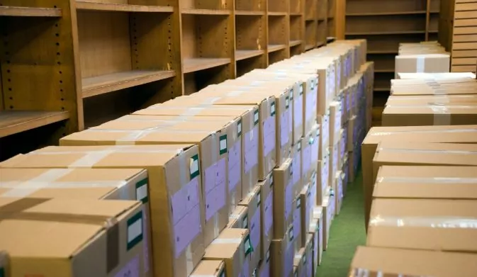 rows of boxes from Library