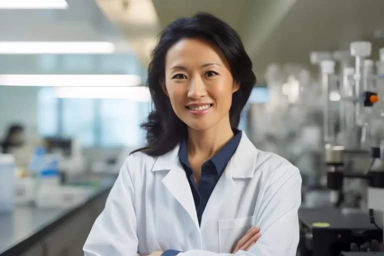 Smiling lab worker